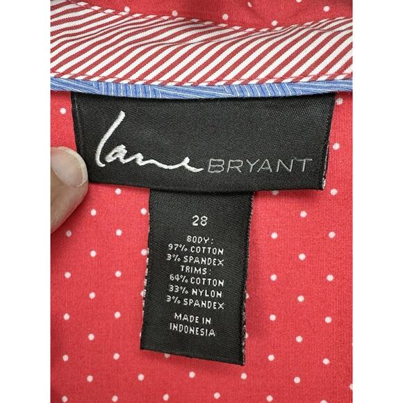 Lane Bryant Sz 28 Top Blouse Stretch V-Neck Button Up 3/4 Sleeve Career Classic - Picture 11 of 15
